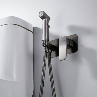 Гигиенический душ со смесителем Shevanik S9905T оружейная сталь